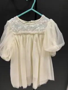 R*様 アイボリー フラワー刺繍 パフスリーブ トップス