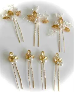 新品 ヘッドドレス 髪飾り ウェディング リーフ 花 シルバー ゴールド 結婚式