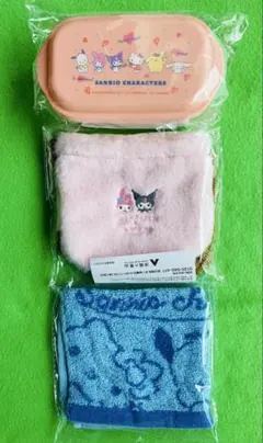 洋服の青山限定非売品 サンリオキャラクターズ 保存容器 ポーチ タオル【未開封】