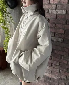 apres jour mignon バルーン中綿ブルゾン　グレイッシュベージュ