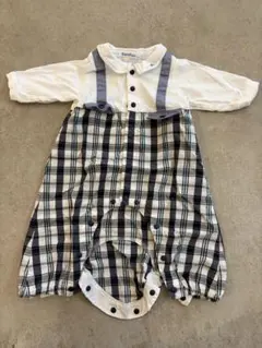 familiar チェック柄ロンパース 60