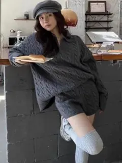 セットアップ レディース 上下セット ニット セーター トップス パンツ