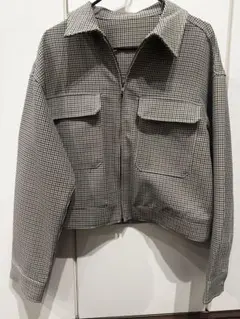 チェック柄クロップドジャケット