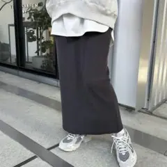 アンドミー　スカート 「15色展開」セルフカットリブロングタイトスカート