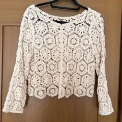 RETRO GIRL 透かし編み 長袖カーディガン F