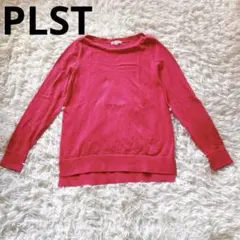 【PLST】プラステ ニット M フューシャピンク 綿100％ ボートネック