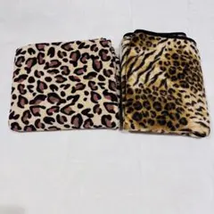 毛布 2枚セット 豹柄 ダブル