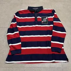 TOMMY HILFIGER ラガーシャツ　ポロシャツ　長袖　ボーダー　赤　XL