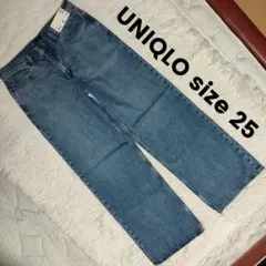 新品 UNIQLO size 25 ローライズ バギージーンズ 460711