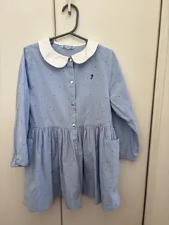 Jacadiジャカディ長袖ワンピース水色水玉ドットのサムネイル