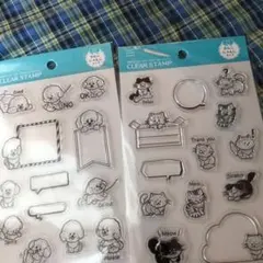 セリア［にゃんこわんこ］　クリアスタンプ　アニマルタイプ　スタンプシート