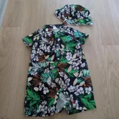 ☆新品☆花柄ロンパースと帽子セット　サイズ9-12М