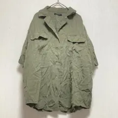 【ジーナシス】JEANASIS 五分袖ブラウス オリーブグリーンレディース