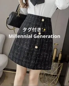 新品 Millennial Generation ツイード風 韓国 ミニスカート