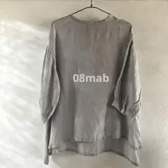 08mabゼロハチマブ　リネンシャンブレープルオーバーブラウス　プチハイネック