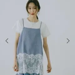 新品♡ GLOBAL WORK エアリーリラックスデニムレースキャミソールのサムネイル