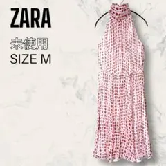 【未使用】 ZARA レトロ マルチ ドット プリーツ ワンピース 水玉模様