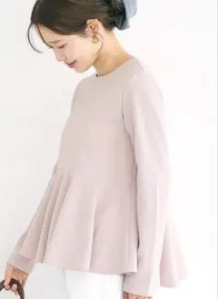 COCA フレアトップス　長袖　ラベンダー　エンボス Ｌサイズ