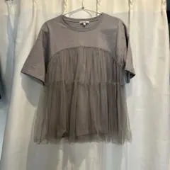 niko and... チュール重ね半袖Tシャツ グレー L