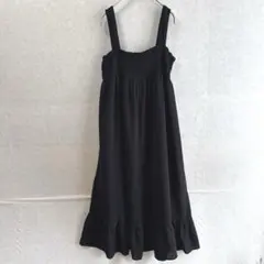 earth music&ecology フリルシフォンワンピース　ブラック