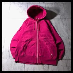 00s Dickies ヘビーウェイト 肉厚 ジップ パーカー 無地 ピンク M