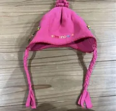 女児 フリース素材 ピンク クマの帽子
