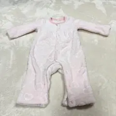 西松屋　ふわふわフリースハート模様ロンパース　ピンク　80