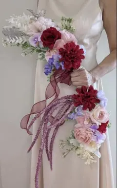 ウェディングブーケ 赤　薔薇　バレリーナブーケ