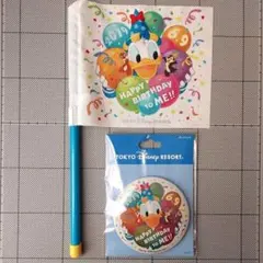 【匿名配送】ドナルドダック バースデーフラッグ＆バッジセット