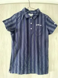 Jack Bunny ネイビー ストライプ ポロシャツ 半袖