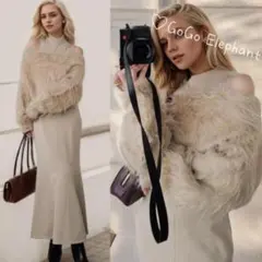 韓国♡美人度アップ♪ シャギートップス　×　ベストニットワンピース　セット