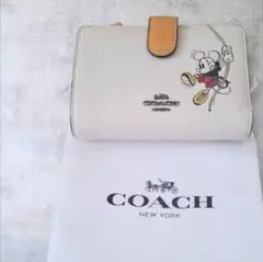 極美品✨ コーチ ミッキー ディズニー 二つ折り 財布 ウォレット 保存袋付