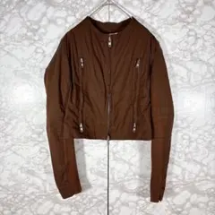 【ツインセット】ジャケット（ブラウン）Mサイズ 麻　綿　ショート丈