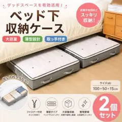 ラスト1点 ベッド下収納ケース2個セット 100×50×15cm 衣類収納のサムネイル
