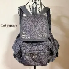 レスポートサック リュック バックパック レオパード スタッズ グレーのサムネイル