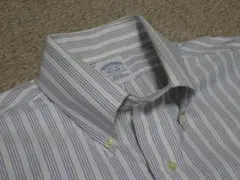 ブルックスブラザーズ　ボタンダウンシャツ　白×青系　スーピマコットン