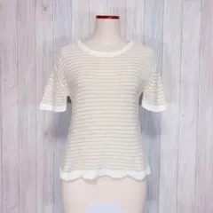 【UNITEDARROWS】半袖 綿麻素材ニット トップス ボーダー カジュアル