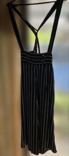 ブラックストライプ サロペット Mサイズ