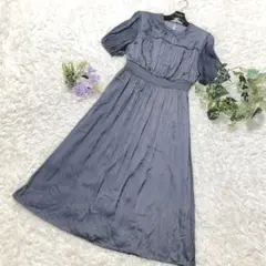 anySiS エニィスィス ロングワンピース 半袖 M ブルーグレーウエストゴム