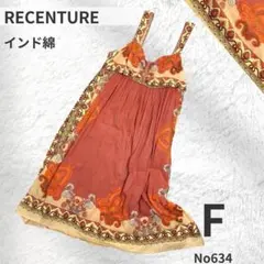 RECENTURE キャミワンピース インド綿 総柄 ピンク F 夏 涼しい