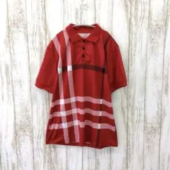美品【SHEIN】メンズポロシャツ＊チェック柄＊派手かわいい＊Mサイズ＊レッドのサムネイル