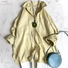 美品＊アーバンリサーチドアーズ リネンワイドシャツ 長袖 M イエロー