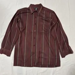 AP CLUB vintage ストライプシャツ ボルドー ウール混 M 日本製