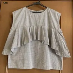 ジャーナルスタンダード　レリューム　ストライプフリルブラウス　極美品