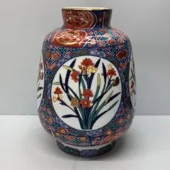 柴田陶器 古伊万里調 花瓶 飾壺 水仙 金彩 色絵 昭和レトロ 有田焼風のサムネイル