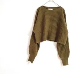 Té chichi オリーブ ストライプ ニット　フリー 長めの袖　カジュアル