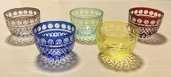 【美品】5色切子ガラス冷茶グラスセット
