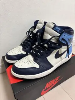 ナイキ エアジョーダン1 レトロ ハイOG オブシディアン　ユニバーシティブルー