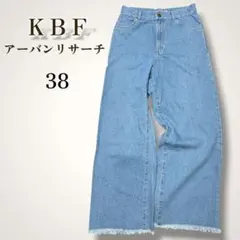 KBF アーバンリサーチ ワイドデニム カットオフ フリンジ M ライトブルー