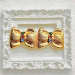 ⚠️先にコメントお願いします⚠️ヴィンテージ★ゴールドリボンのピアス　イヤリング